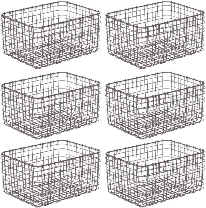 mDesign 6er-Set Allzweckkorb aus Metall – Aufbewahrungskorb für Küche, Vorratskammer etc. – kompakte