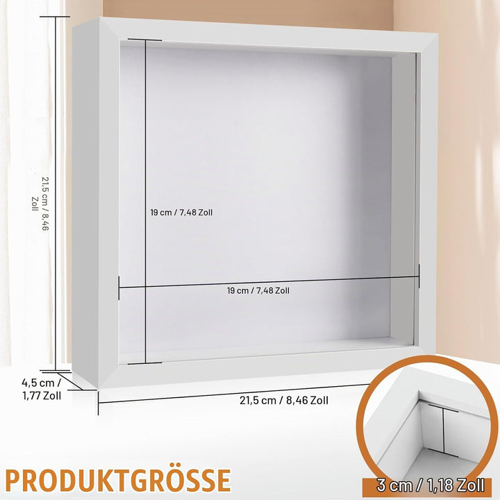 FoiiLiio 2 Stück 3D Bilderrahmen zum Befüllen 20x20cm,3D Rahmen für Objekte Tiefer 3cm,Tief 3D Objek