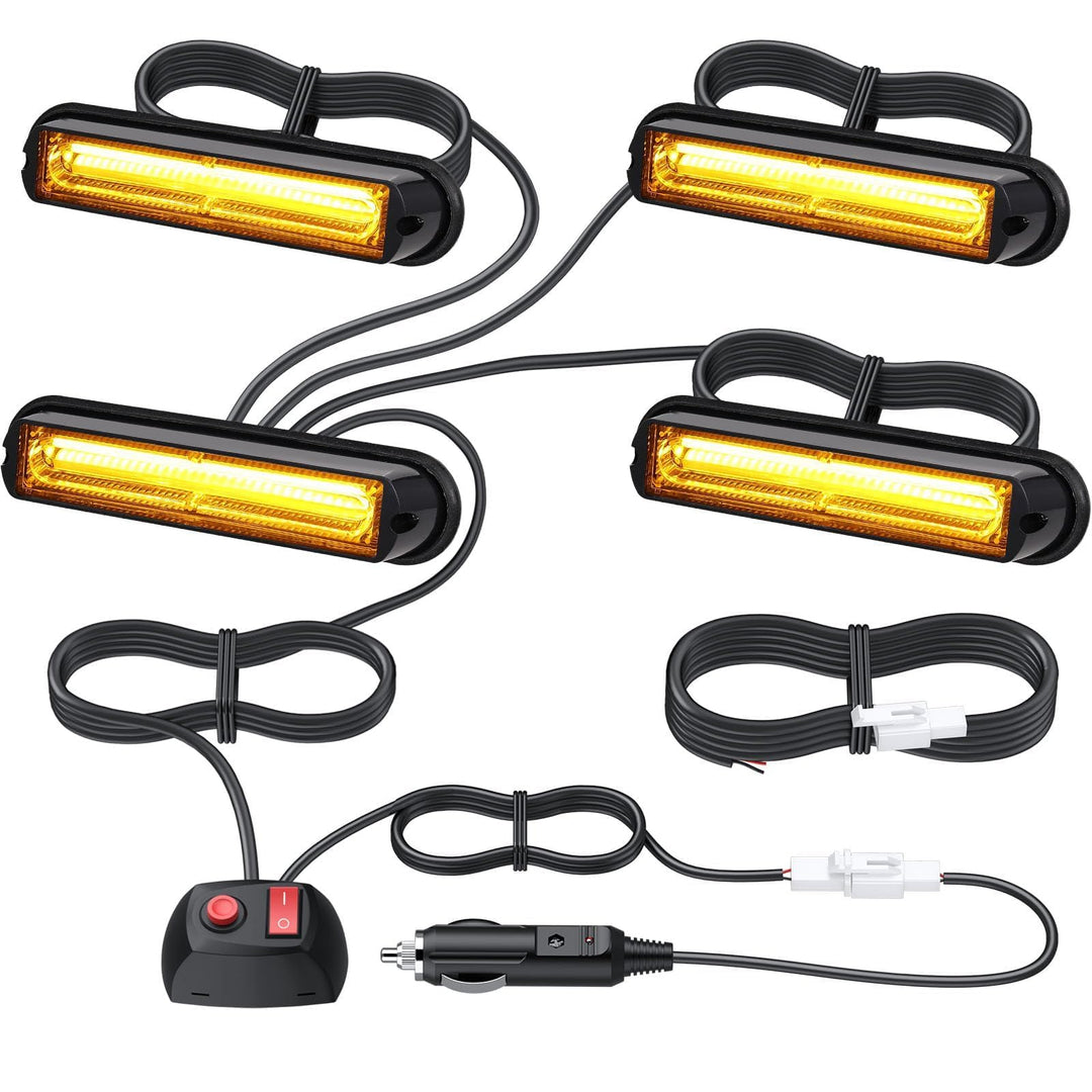EYPINS 4X 13cm COB LED Frontblitzer, Warnlicht Warnleuchte Stroboskop Blinklicht LED Blitzer Orange
