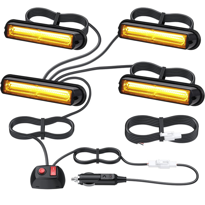 EYPINS 4X 13cm COB LED Frontblitzer, Warnlicht Warnleuchte Stroboskop Blinklicht LED Blitzer Orange