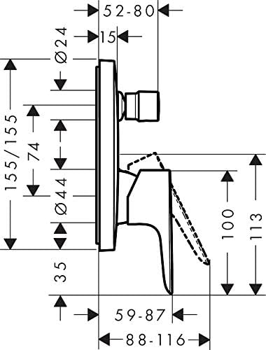 hansgrohe Wannenarmatur Talis E, Unterputz Badarmatur für 2 Funktionen, Chrom