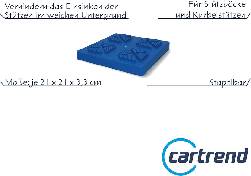 cartrend Caravan Stützbock, 4er Set, Aluminium, bis 900 Kg belastbar & Caravan stapelbare Basisplatt