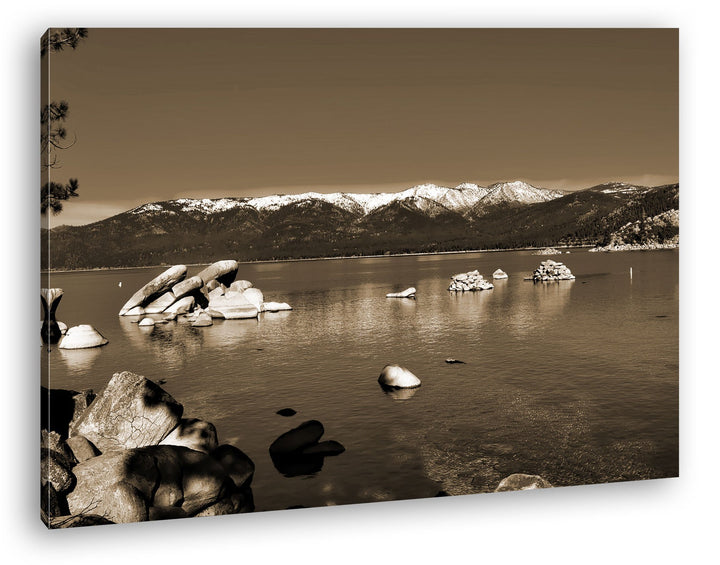 deyoli Lake Tahoe in Kalifornien Format: 80x60 Effekt: Sepia als Leinwand, Motiv fertig gerahmt auf