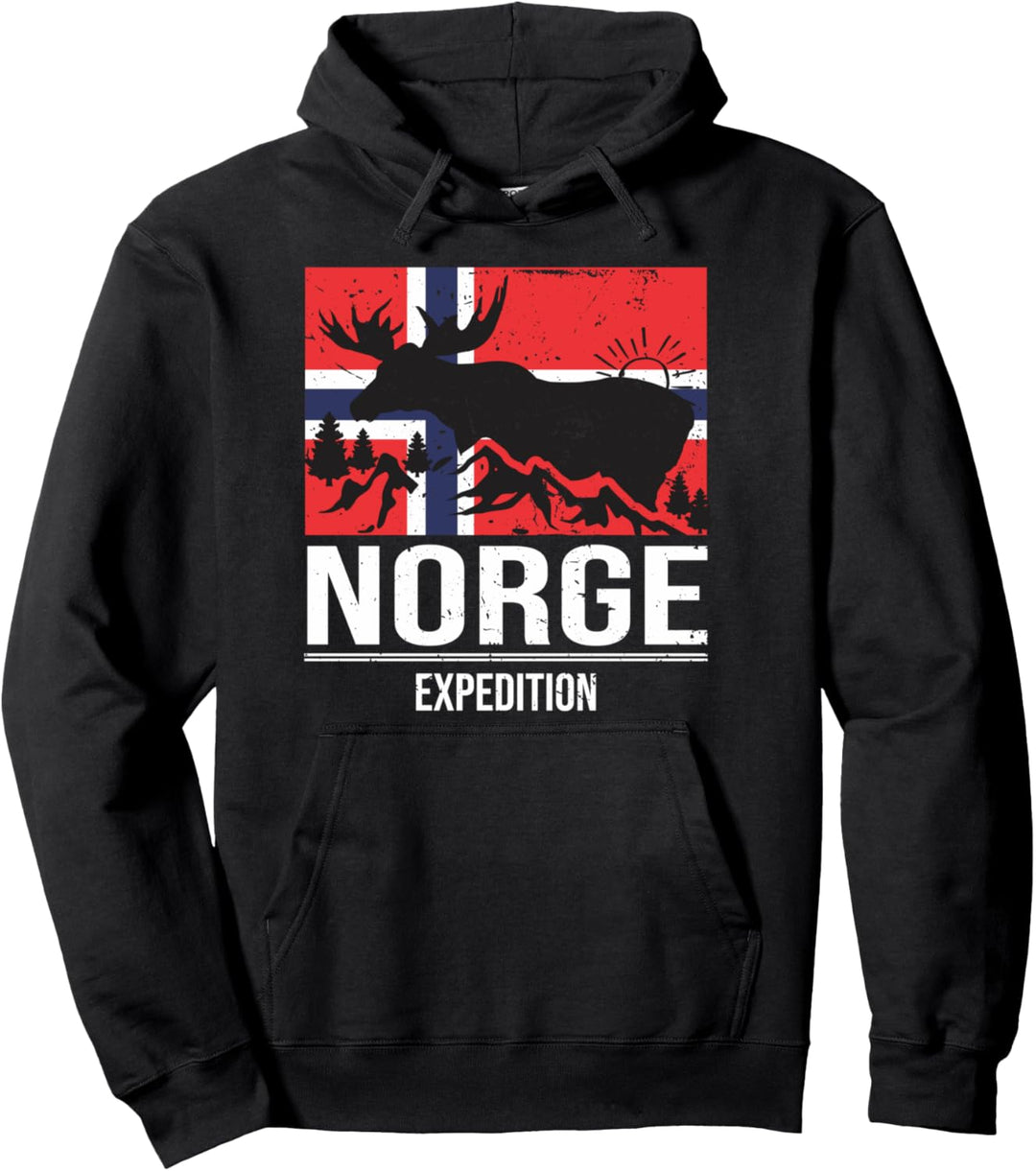 Norwegen Expedition Berge Elch Flagge Pullover Hoodie