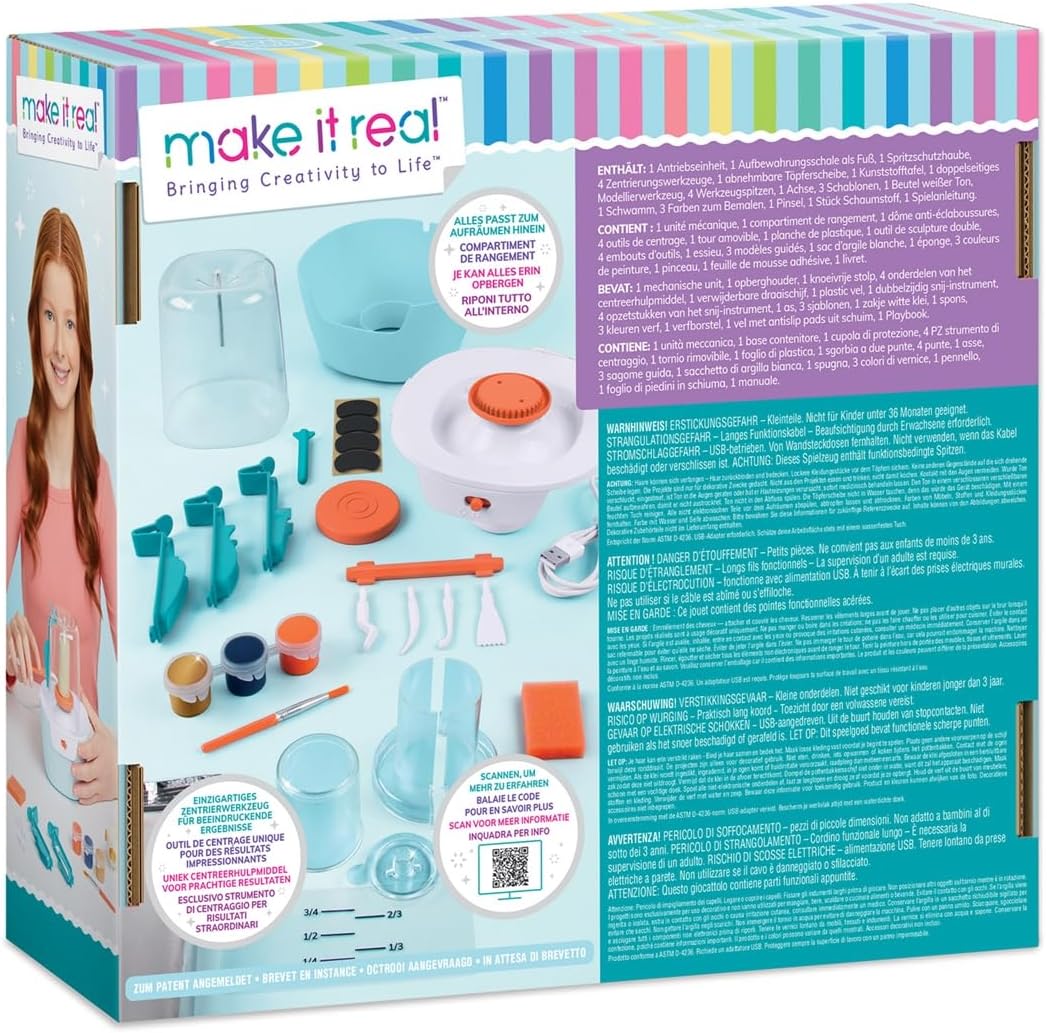 Make It Real 2901465 Mini Töpferstudio, DIY Töpferei Set und Modellier-Werkstatt für Kinder ab 8 Jah
