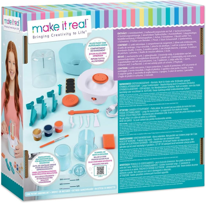 Make It Real 2901465 Mini Töpferstudio, DIY Töpferei Set und Modellier-Werkstatt für Kinder ab 8 Jah