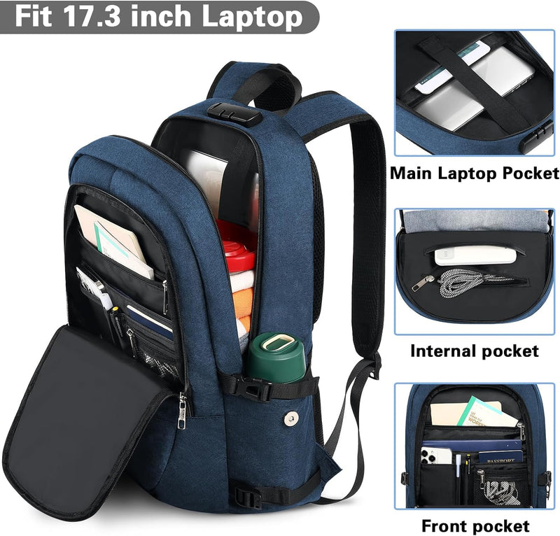 AMBOR Laptop Rucksack Herren mit USB-Ladeanschluss Rucksack Damen Anti-Diebstahl Rucksack für 17,3 Z