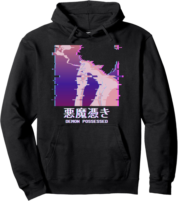 Demon Possessed Lofi Anime Boy Vaporwave Eboy Aesthetic Pullover Hoodie