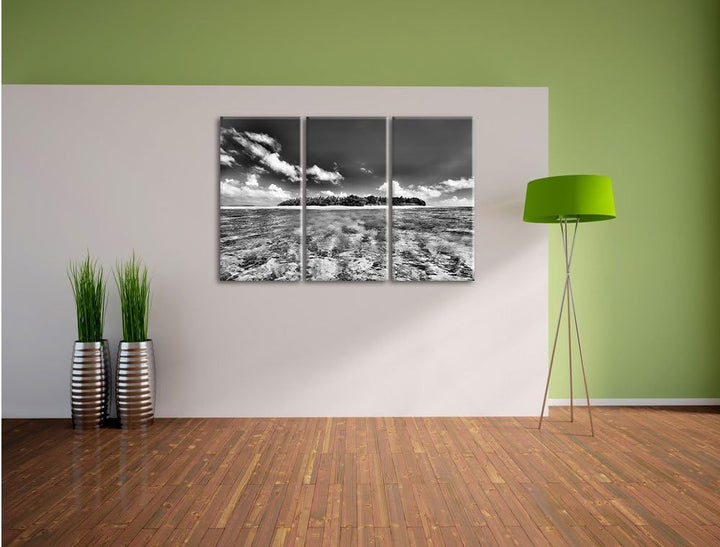 Pixxprint Malediven Traumstrand als Leinwandbild/Grösse: 3 Teilig (120x80 cm) cm/Wandbild/Kunstdruck
