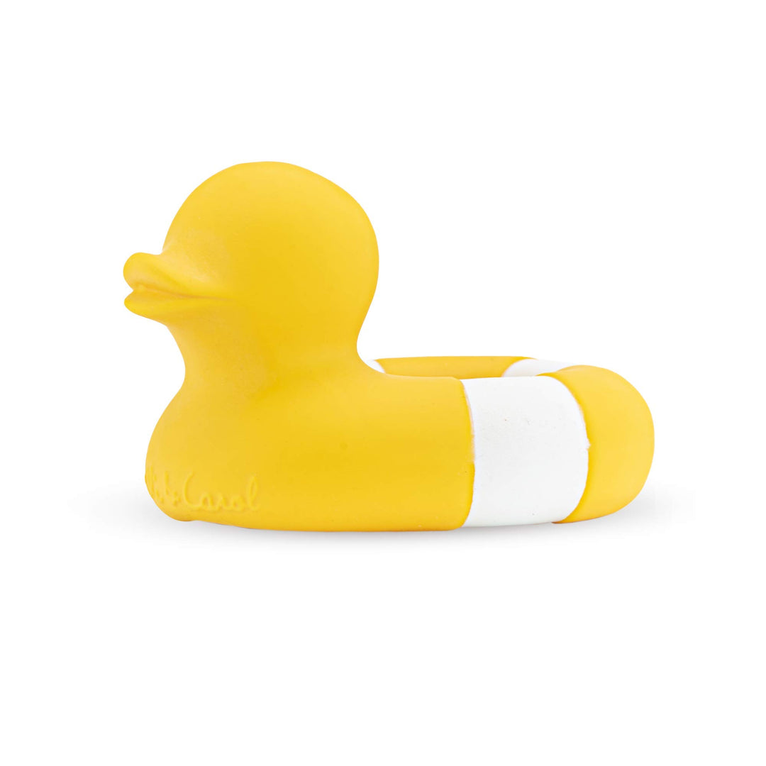Oli &amp; Carol - Naturgummi-Badespielzeug, Ente, Flo The Floatie, Gelb, 10 cm