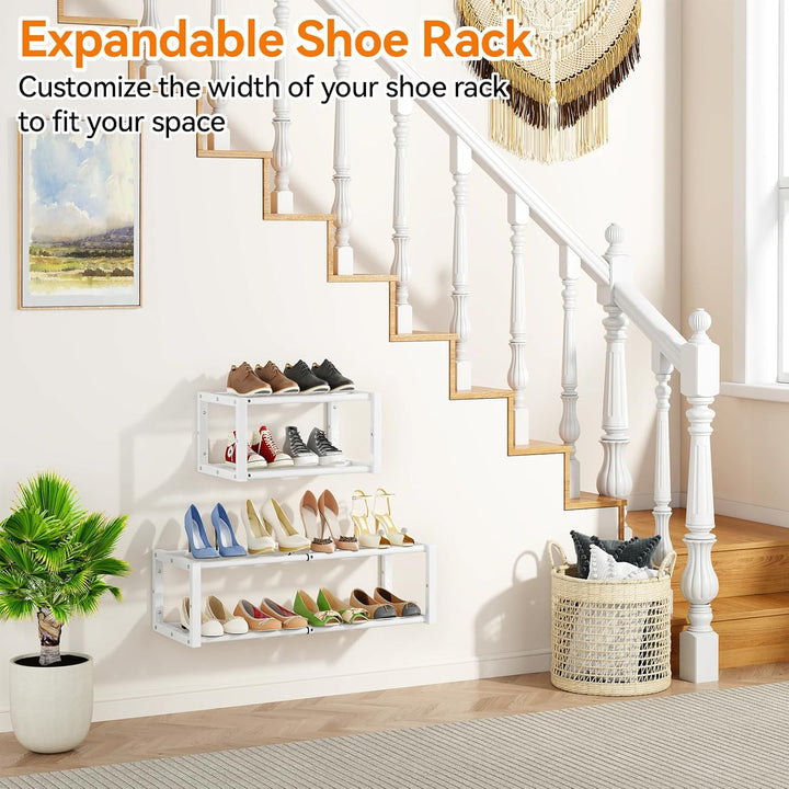 IBUYKE 2 Stück Schuhregal Wandmontage, 41-73cm Ausziehbares Hängendes Schuhständer für 12-16 Paar Sc