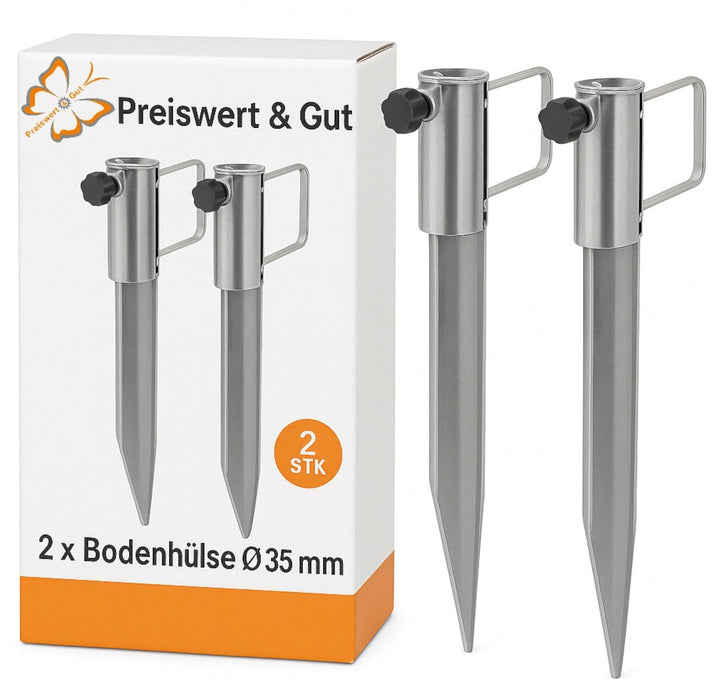 2 STK Bodenhülse Sonnenschirm Wäschespinne 35 mm, 45 cm betonierbar | Rasendorn für Wäschespinne, So
