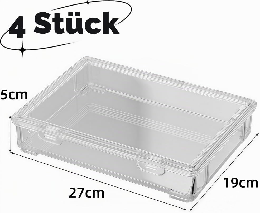 Aufbewahrungsbox mit Deckel, Tragbares Klick-Design, 4 stapelbare Teile, Bürobedarf, Bastelarbeiten,