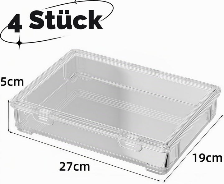 Aufbewahrungsbox mit Deckel, Tragbares Klick-Design, 4 stapelbare Teile, Bürobedarf, Bastelarbeiten,