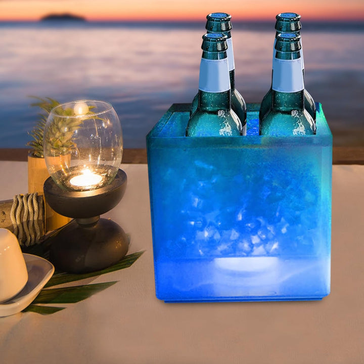 LED Eiskübel 3,5L Ice Bucket mit Farbwechsel - Wein & Sektkühler, Eiswürfeleimer, Getränkebehälter,