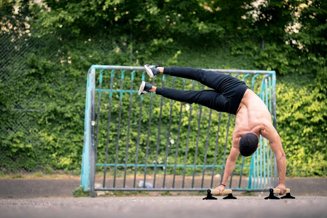 PULLUP & DIP Holz Parallettes, Low oder Medium Minibarren Handstand Barren mit ergonomischem Holz Gr