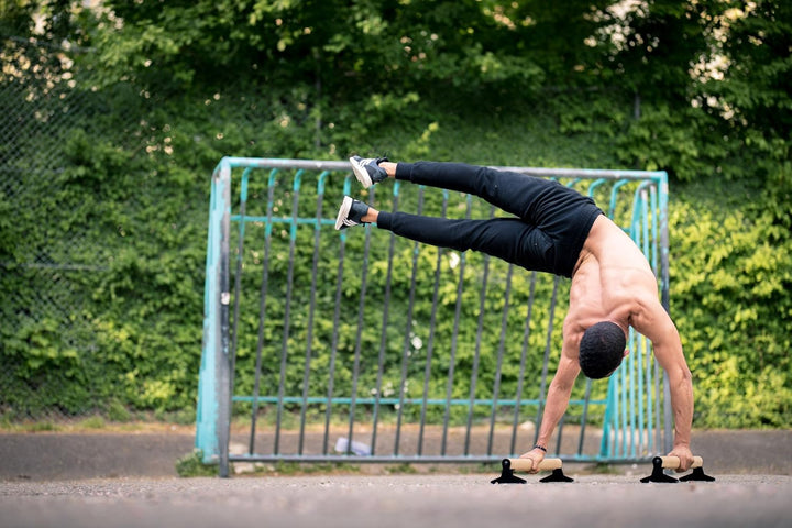 PULLUP & DIP Holz Parallettes, Low oder Medium Minibarren Handstand Barren mit ergonomischem Holz Gr