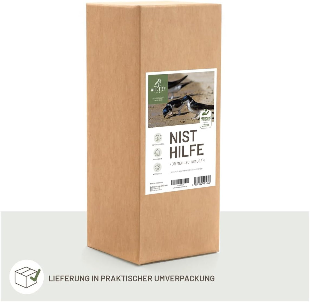 wildtier liebe Schwalbennest, Doppelnest I Nisthilfe Natur für Mehlschwalben aus Massiv-Holz &amp; Natur