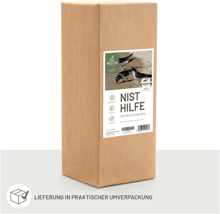 wildtier liebe Schwalbennest, Doppelnest I Nisthilfe Natur für Mehlschwalben aus Massiv-Holz &amp; Natur