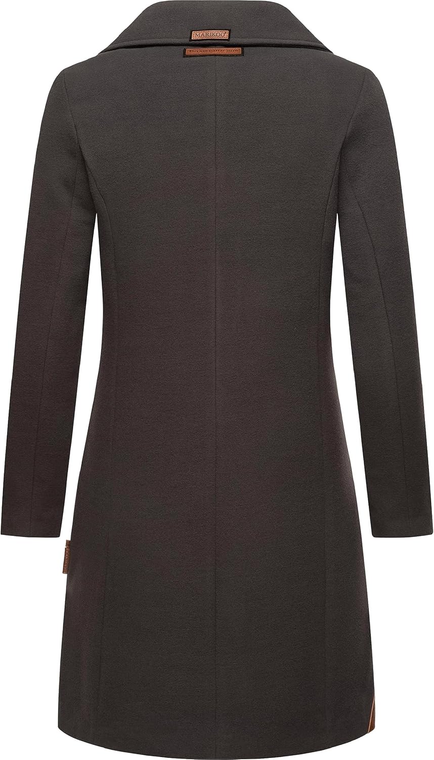 MARIKOO Damen Wollmantel Langer Trenchcoat mit Reversekragen Nanakoo XS-XXL XXL Anthrazit, XXL Anthr