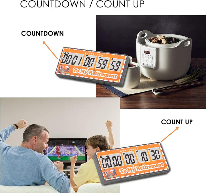 Jayron Retirement Timer 9.999 Tage Digitale Countdown-Uhr Laute Alarme,Magnet Adsorption Stoppuhr Ti