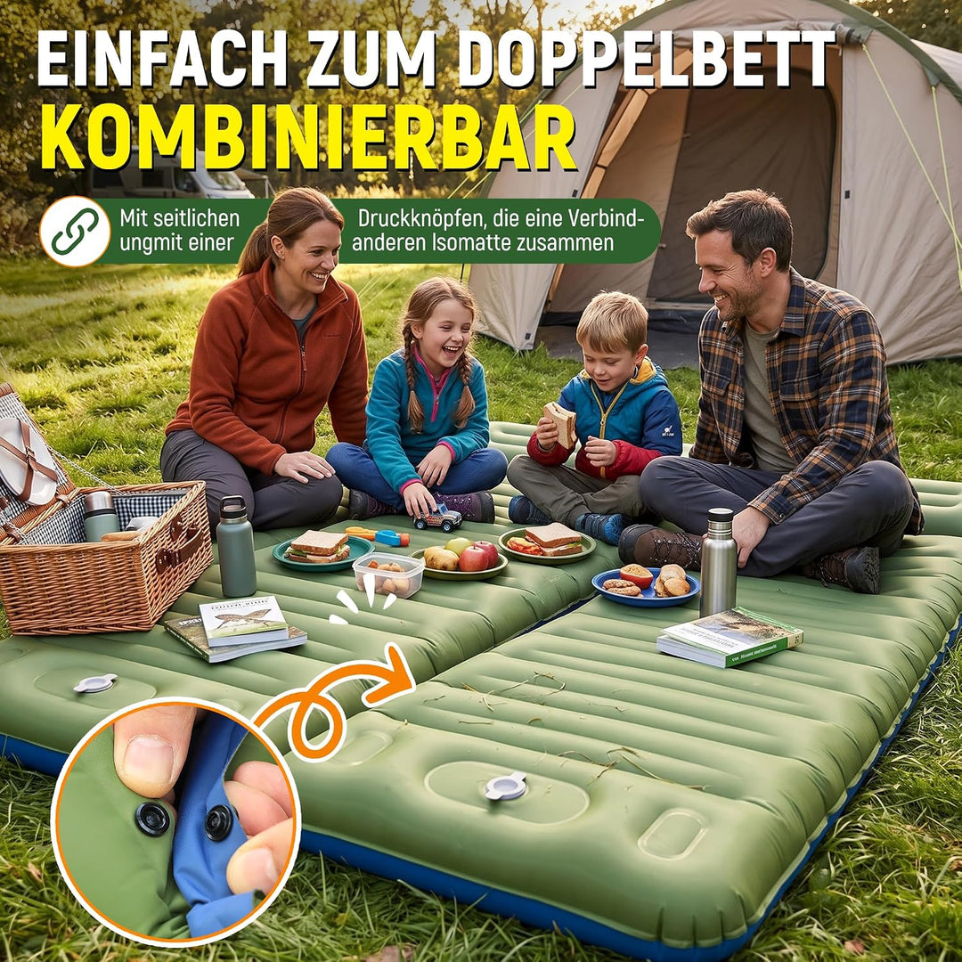 Myxslop Camping Isomatte ,12CM Verdicktes Luftmatratze Camping, Aufblasbare Matratze mit Fusspumpe &amp;