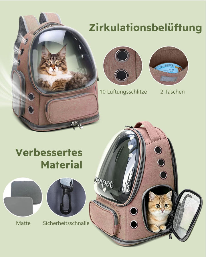 PETCUTE Haustier Rucksack,Tragbar Raumkapsel Hunde Katzen Rucksack mit Herausnehmbarer Matte,Atmungs