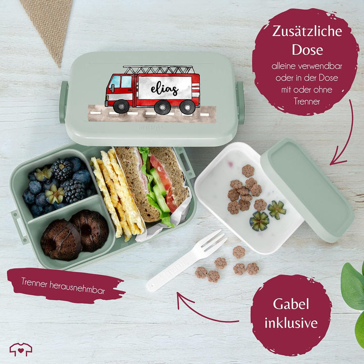 Kinder Bento Box Midi für Mepal Bentobox - Brotbox Feuerwehrauto Lunchbox Feuerwehr Vesperdose Feuer