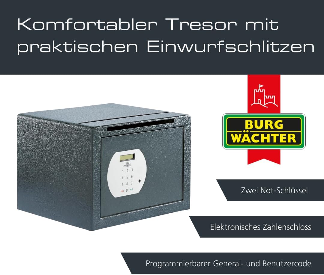 Burg-WÄCHTER Möbeltresor mit elektronischem Zahlenschloss und Einwurfschlitz, Inkl. Fachboden, Zur W
