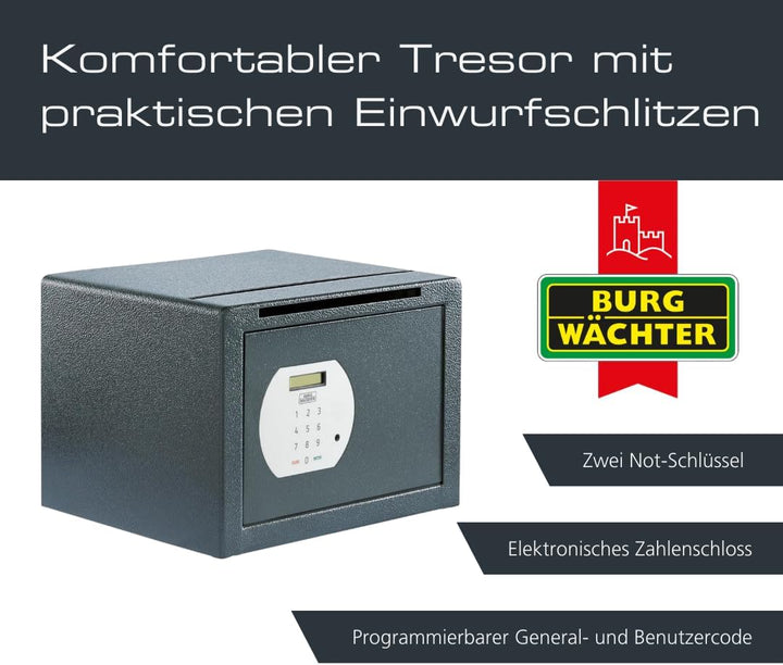 Burg-WÄCHTER Möbeltresor mit elektronischem Zahlenschloss und Einwurfschlitz, Inkl. Fachboden, Zur W