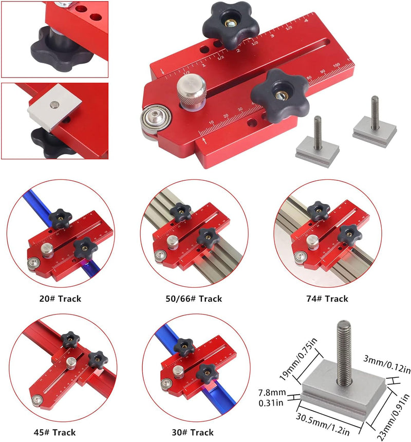 Extended Thin Rip Tablesaw Jig Guide, Table Saw Fast Cutt-ing Limit Fence, T Track Adjustable Positi