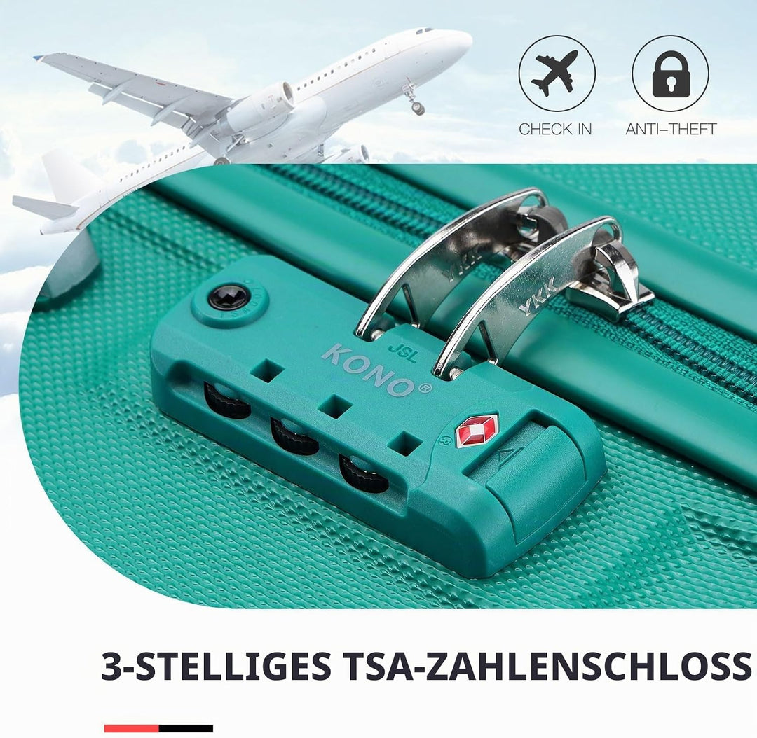 KONO 2er Kofferset ABS Hartschalen Hardcase Trolley TSA-Schloss 55cm Reisekoffer Boardcase + Handgep