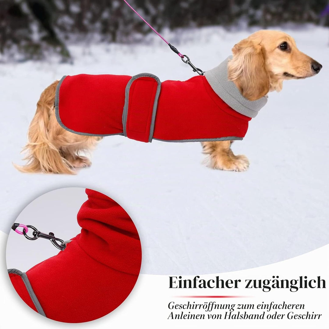 Geyecete-Polarfleece Winter hundemantel fur Dackel,Miniatur Dackel Pullover,Warmes Einstellbar Hunde