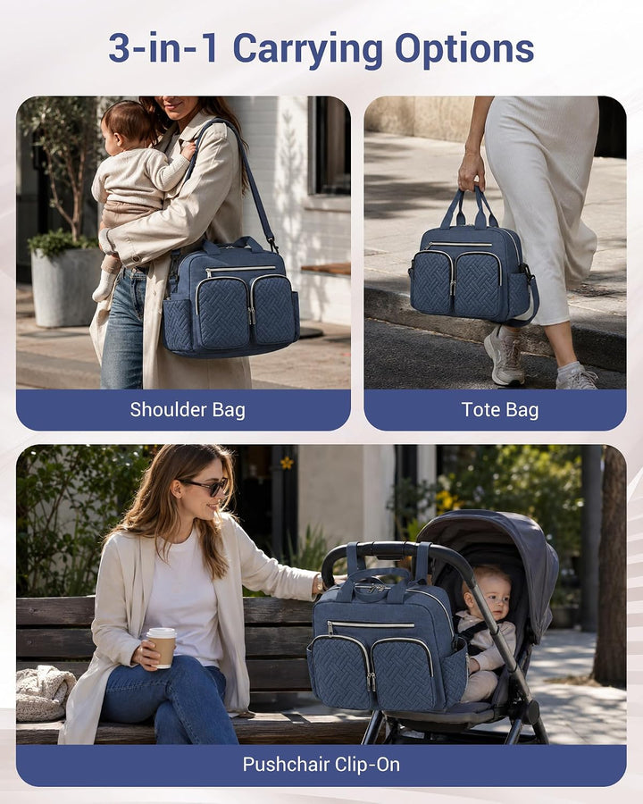 KONO Baby Wickeltasche Windeltasche zum Aufhängen am Kinderwagen, Grosse Reisetasche mit Isolierten