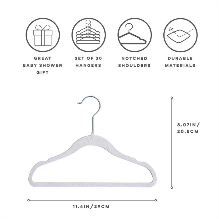 3 Sprouts Kinder Kleiderbügel aus Samt - rutschfest & Robust - Ideal für Baby- & Kleinkinderkleidung