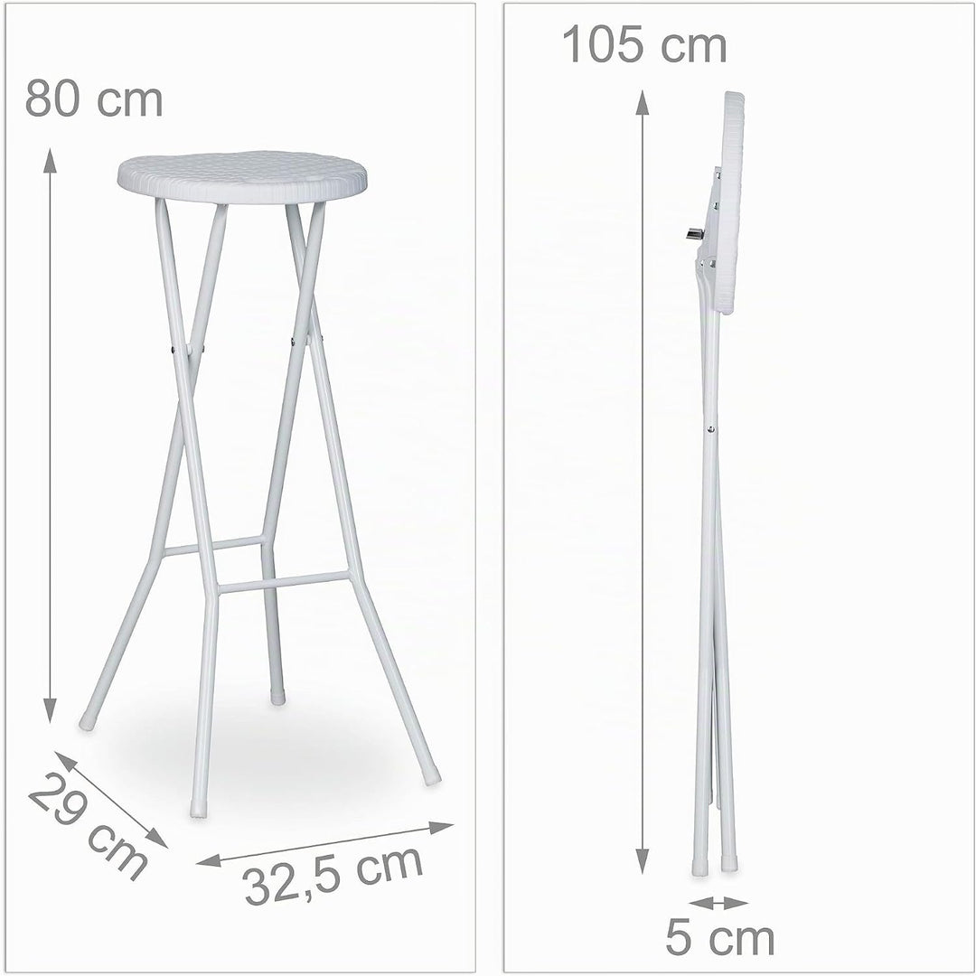 Relaxdays Barhocker klappbar BASTIAN 2er Set weiss, Wetterfest, Höhe 80 cm, Barstuhl Doppelpack, Kun