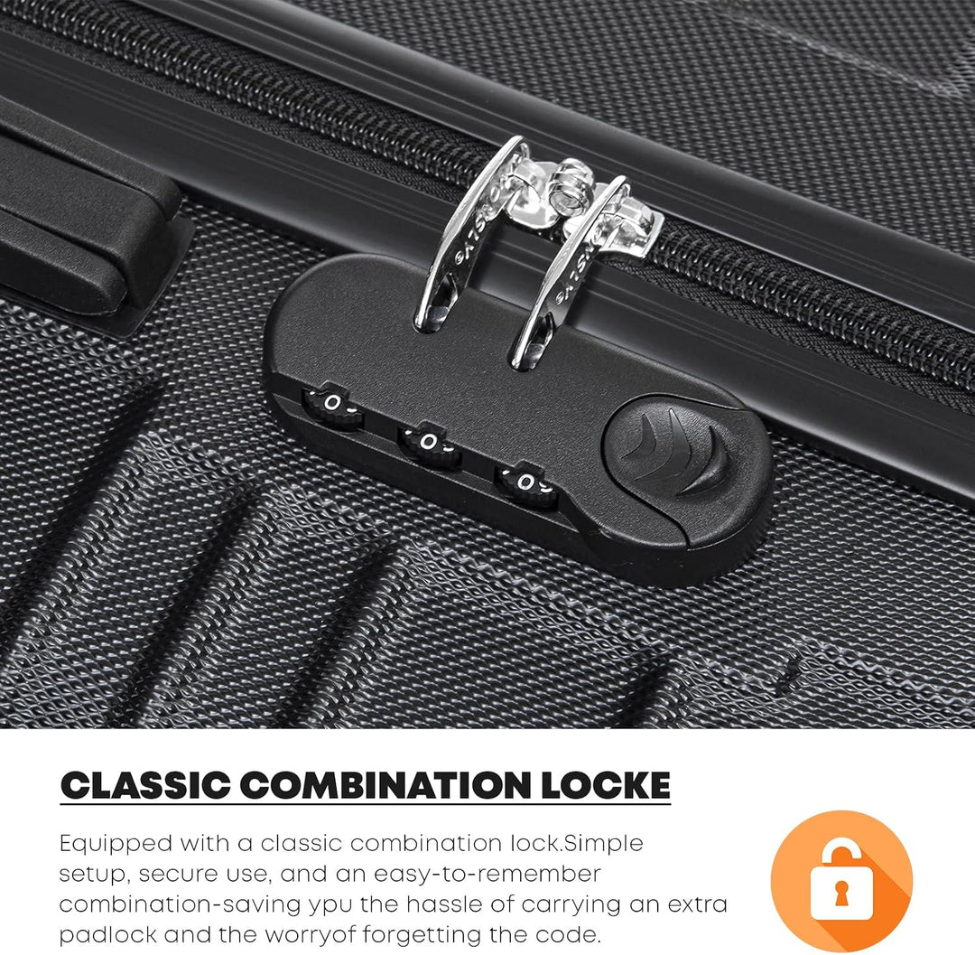 Koffer Suitcase S Schwarz, Trolley Reisekoffer, Kabinenkoffer Rollkoffer Handgepäck mit 4 Rollen 360