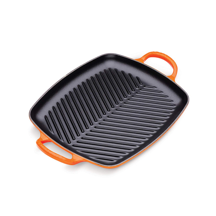 Le Creuset Signature Flache rechteckige Grillplatte aus Gusseisen mit Hilfsgriff, für alle Herdarten