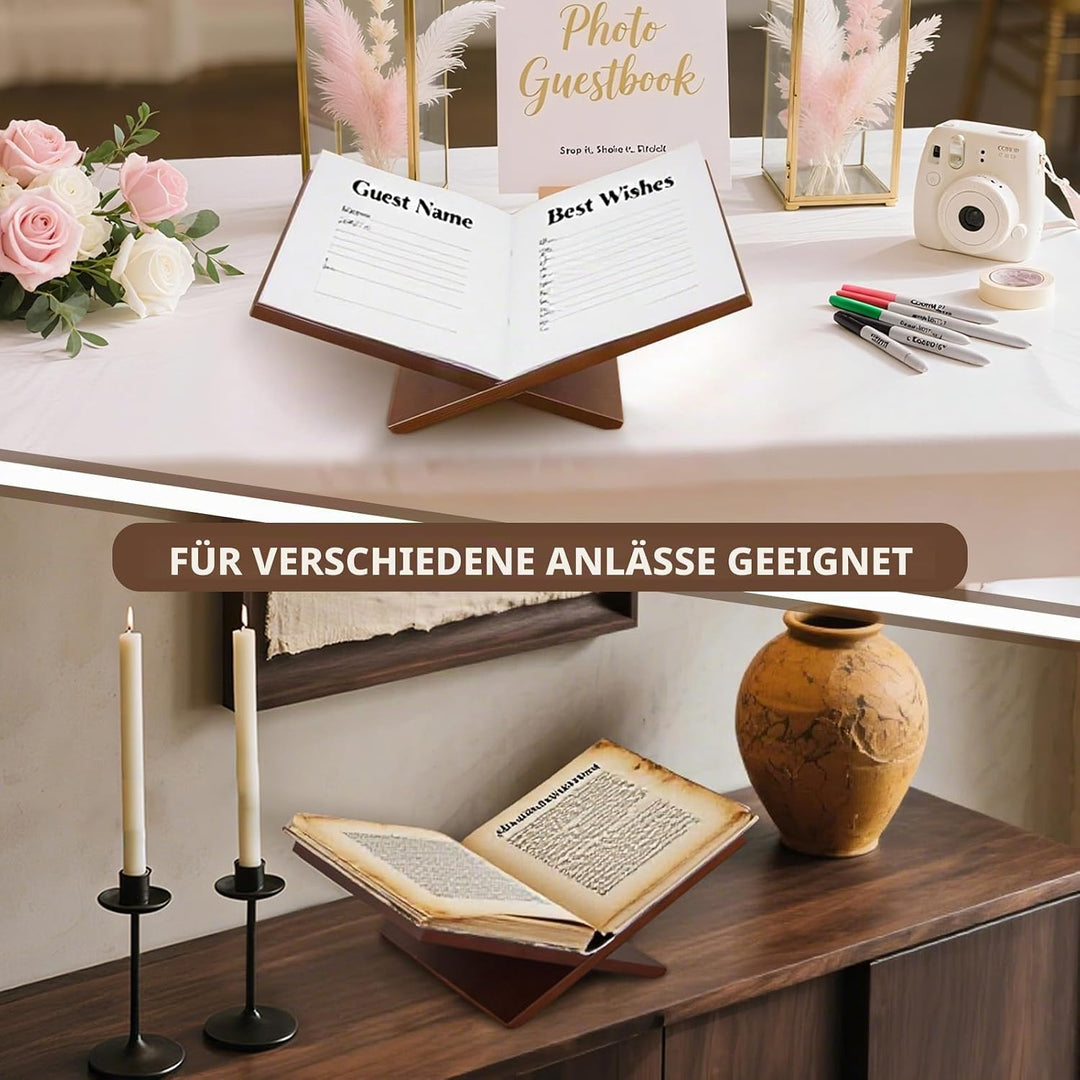 PUERSI Buchständer, Buchhalter Holz, Offene Bücherständer zum Ausstellen und Lesen, Buchaufsteller f