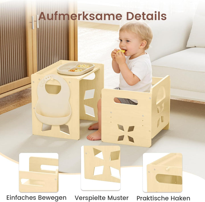Montessori Tisch Stuhl Set für Kinder-Kindertisch mit Blackboard- Konvertierbar Kleinkindertischset