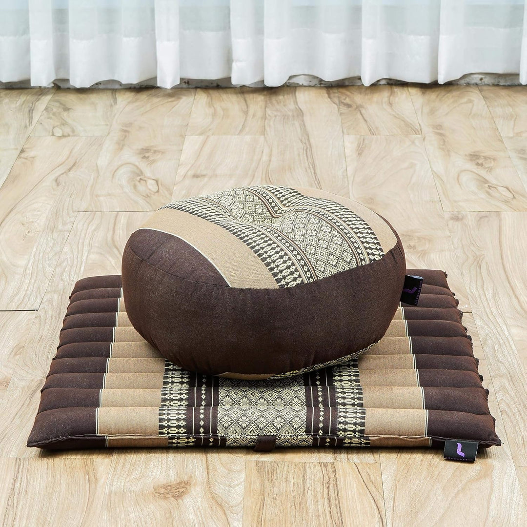 Leewadee Meditationsset Yogaset aus Meditationskissen Zafu und Kleiner rollbarer Sitzmatte Zabuton Ö