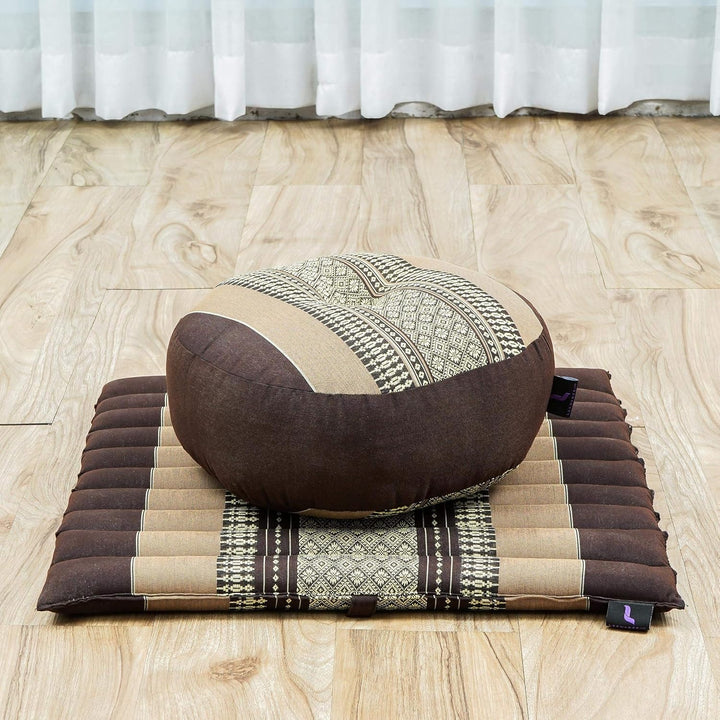 Leewadee Meditationsset Yogaset aus Meditationskissen Zafu und Kleiner rollbarer Sitzmatte Zabuton Ö