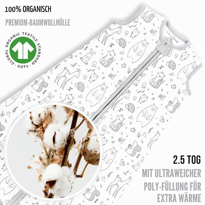 Mama Cheetah Baby Schlafsack, Bio-Baumwolle, Tragbare Babydecke, Schlafsack mit 2-Wege-Reissverschlu