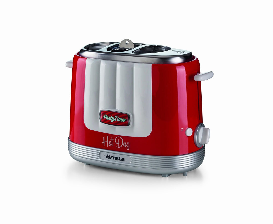 Ariete Hot Dog Maker Party Time 206, Hot Dog-Maschine mit 4 Garräumen, 5 Garstufen, Automatischer Au