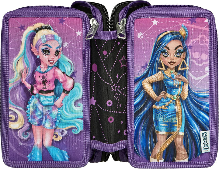 Scooli - Tripledecker Monster High - Gefülltes Schüleretui mit hochwertigen Stiften & Zubehör - Idea