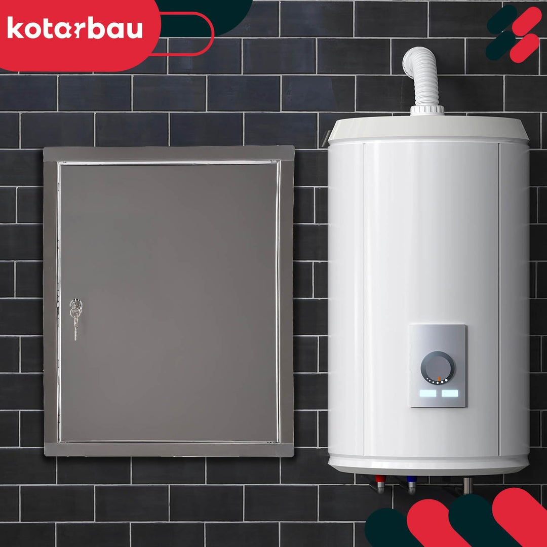 KOTARBAU® Revisionsklappe Grösse 30x40cm mit Schlüssel Edelstahl Silber für Revisionsschächte, 30x40