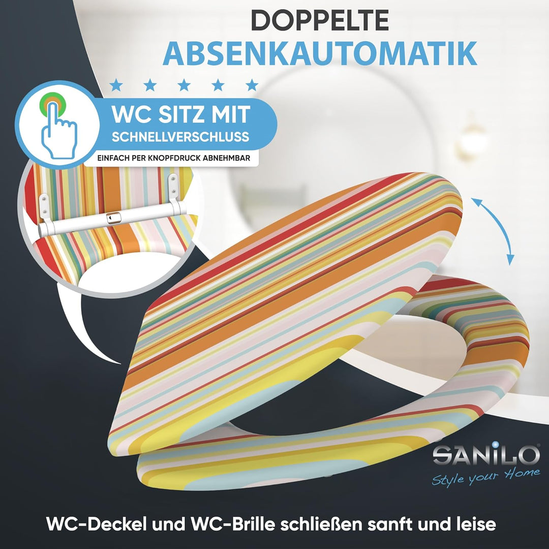 Sanilo WC-Sitz mit Absenkautomatik I Hochwertiger Toilettensitz aus Holz I Toilettendeckel in versch