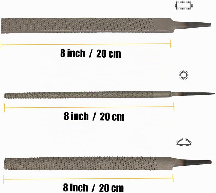 TARIST holzfeilen set 3tlg, 200mm. Profi holzraspel inkl Flach holzfeile, Halbrund holzfeile, Rund h
