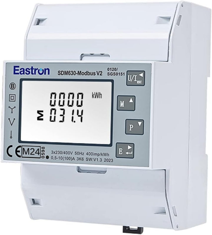 SDM630 Modbus v2 Drei-Phasen-Elektro-Energiezähler, 100 Ampere kWh DIN-Schienen-Leistungsmesser, Pul