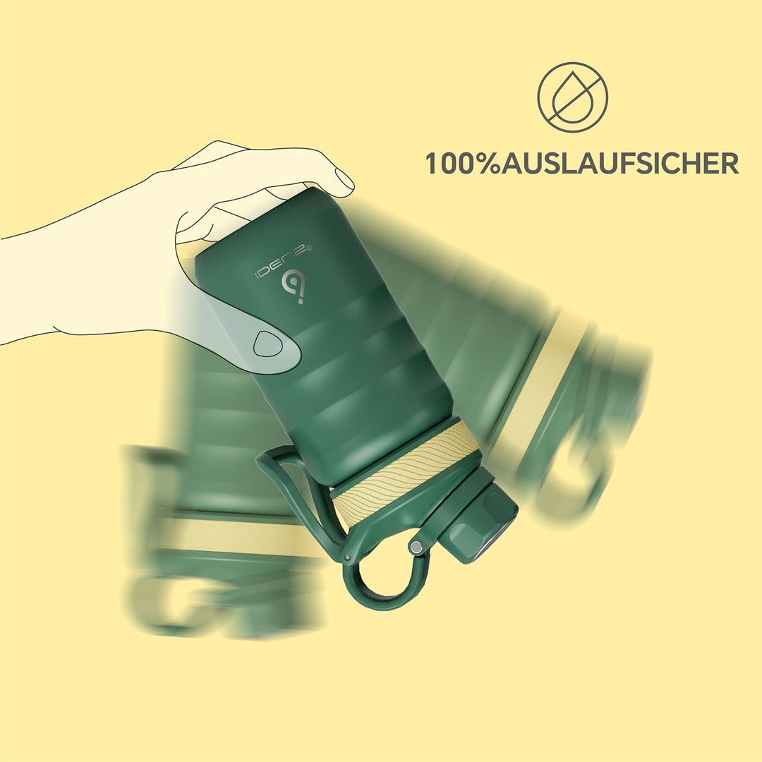 IDEUS Vakuumisolierte Wasserflasche, 12oz (360ml) Edelstahl Doppelwand Flasche Metall Sport Kantine